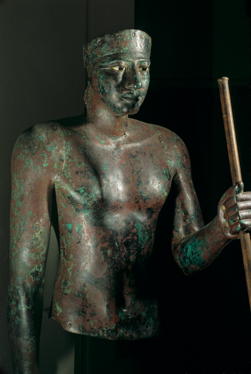 I. Pepi szobra, réz, mészkőből és obszidiánból berakott szemekkel, H... templomból, 2002 (fénykép) alkotó: Kenneth Garrett