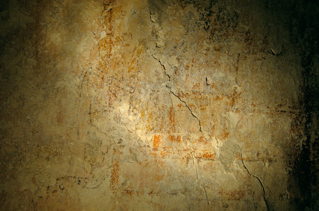 Teotihuacan harcos, freskó, Holmul, Guatemala, maja, Francisco Estradabelli, Sufricaya, 2008 (fotó) alkotó: Kenneth Garrett
