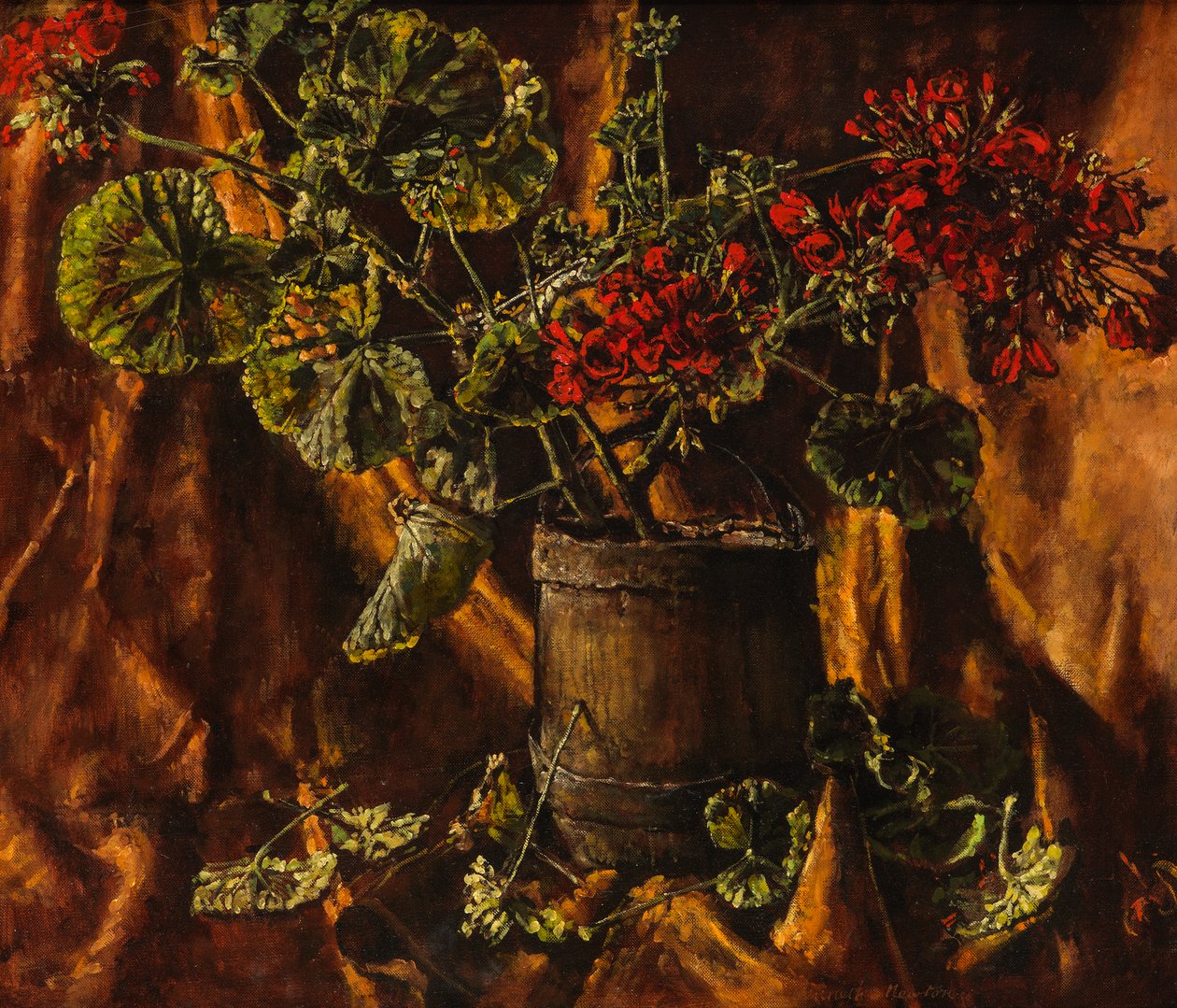 Csendélet begóniákkal (olaj, vászon) alkotó: Kenneth Newton