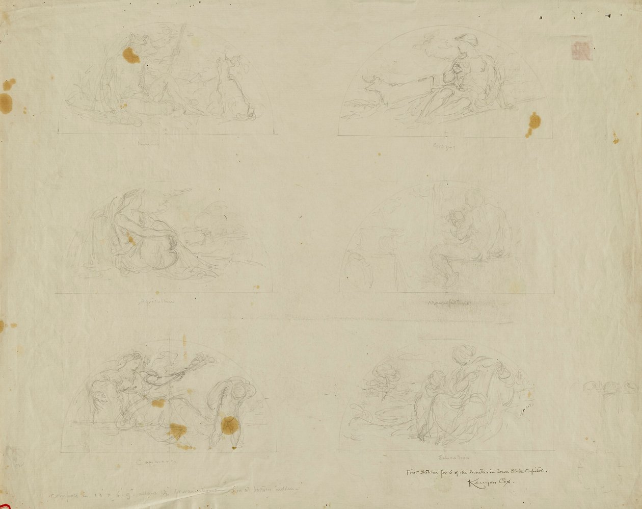 (Iowa State Capitol Rotunda) (tanulmány a Six Lunettes számára) alkotó: Kenyon Cox