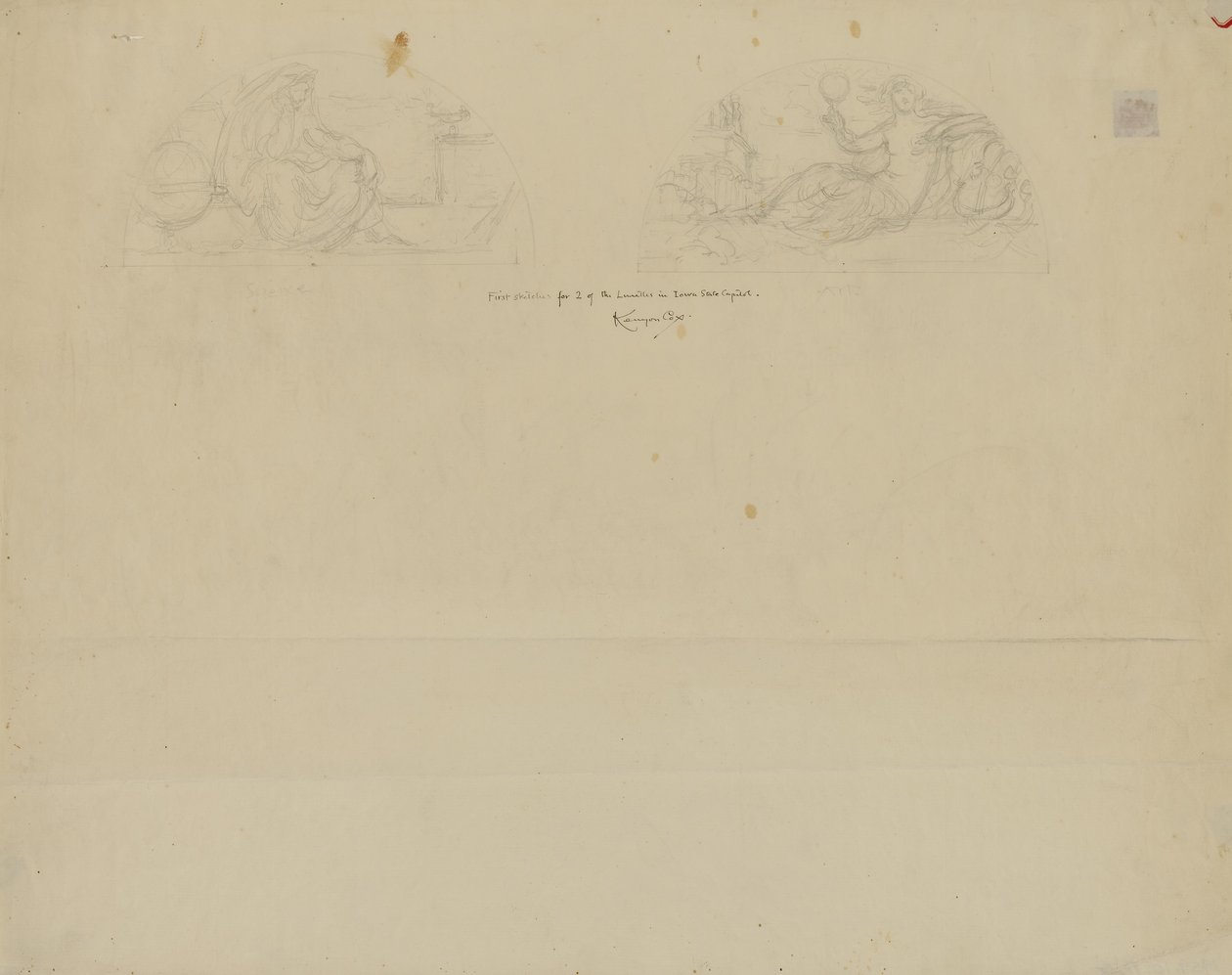 (Iowa State Capitol Rotunda) (tanulmány a Két Lunette-hez) alkotó: Kenyon Cox