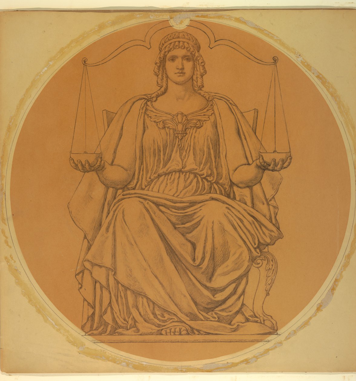 Tanulmány a "Justice" számára, Lunette Hudson County Courthouse-ban, Jersey City, NJ alkotó: Kenyon Cox