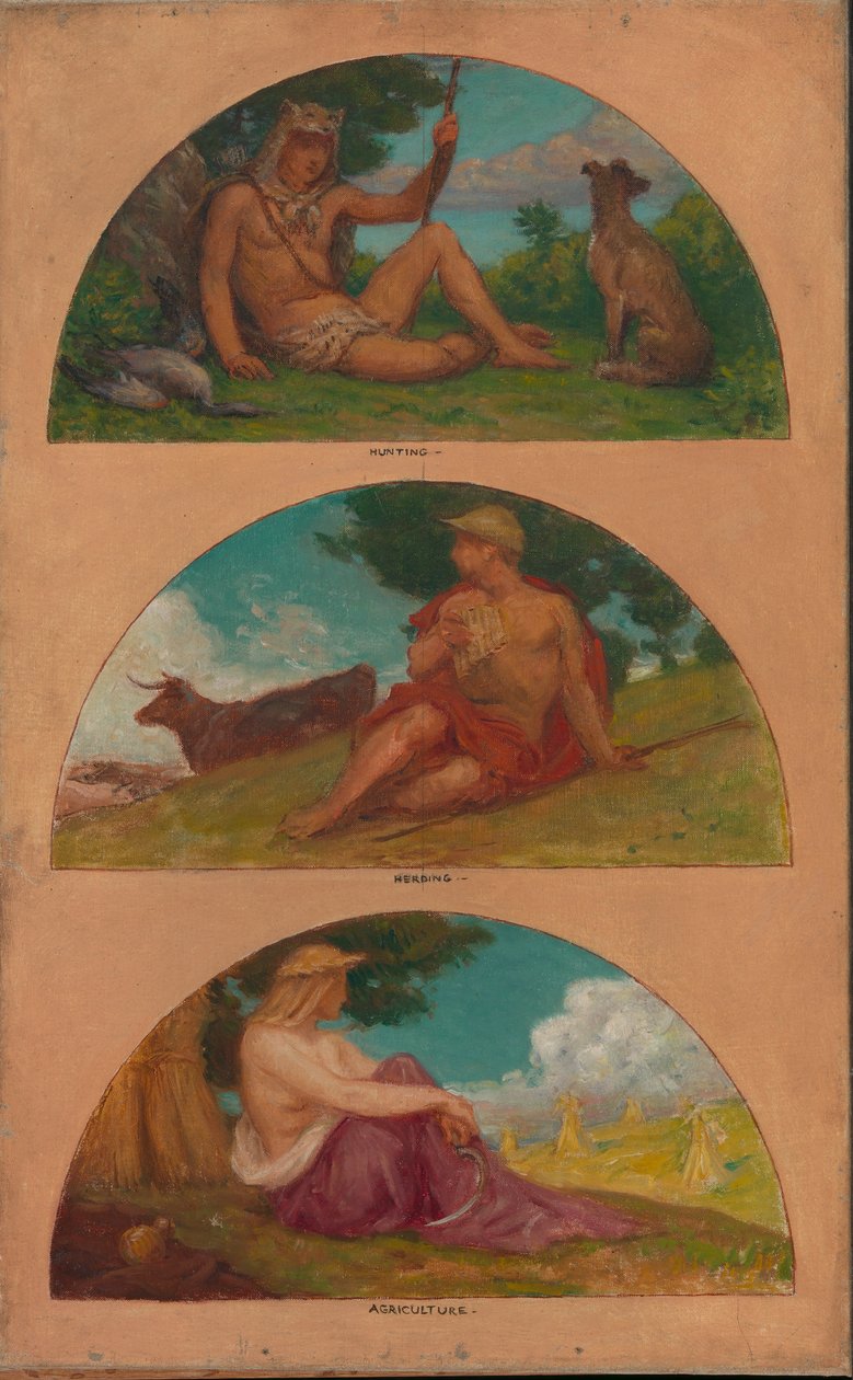 A civilizáció fejlődése: Vadászat, terelés, mezőgazdaság..., 1905-1906. alkotó: Kenyon Cox