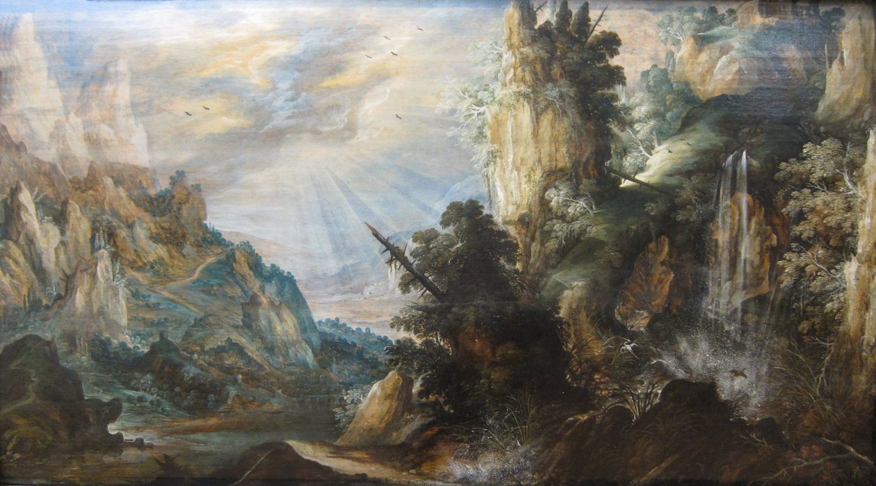 "Hegyvidéki táj vízeséssel", Kerstiaen de Keuninck, 1600 körül. alkotó: Kerstiaen de Keuninck