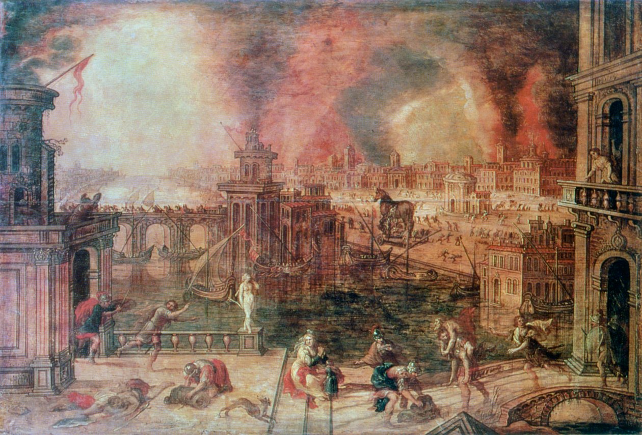 „Trója tüze”, c. 16. század vége alkotó: Kerstiaen de Keuninck