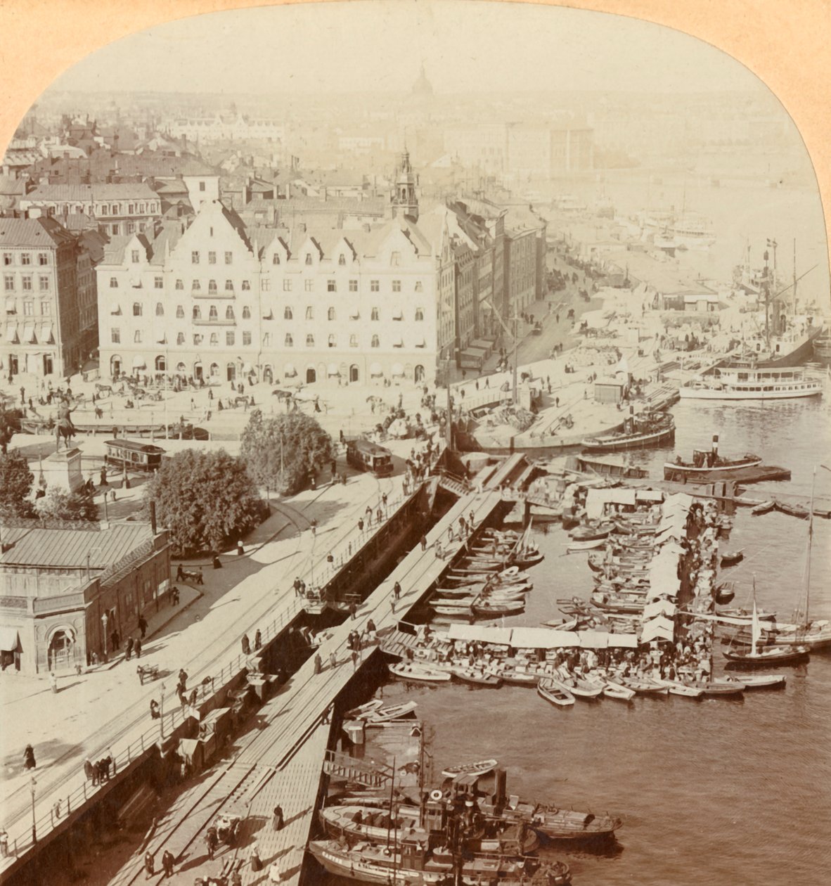Kikötő, Stockholm, Svédország, 1901. alkotó: Keystone View Company