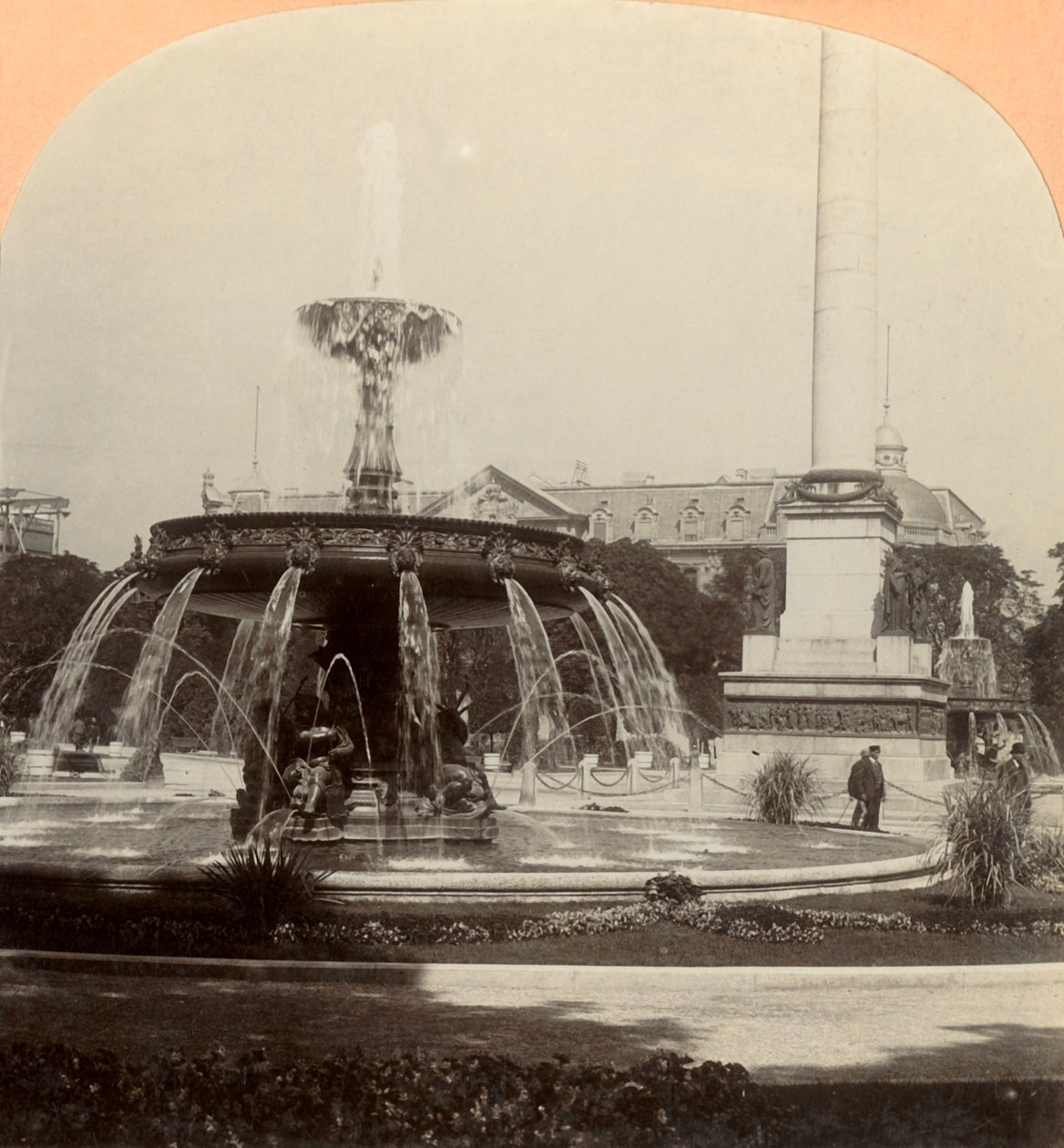 Királyi tér, szökőkút, Stuttgart, Németország, 1896. alkotó: Keystone View Company