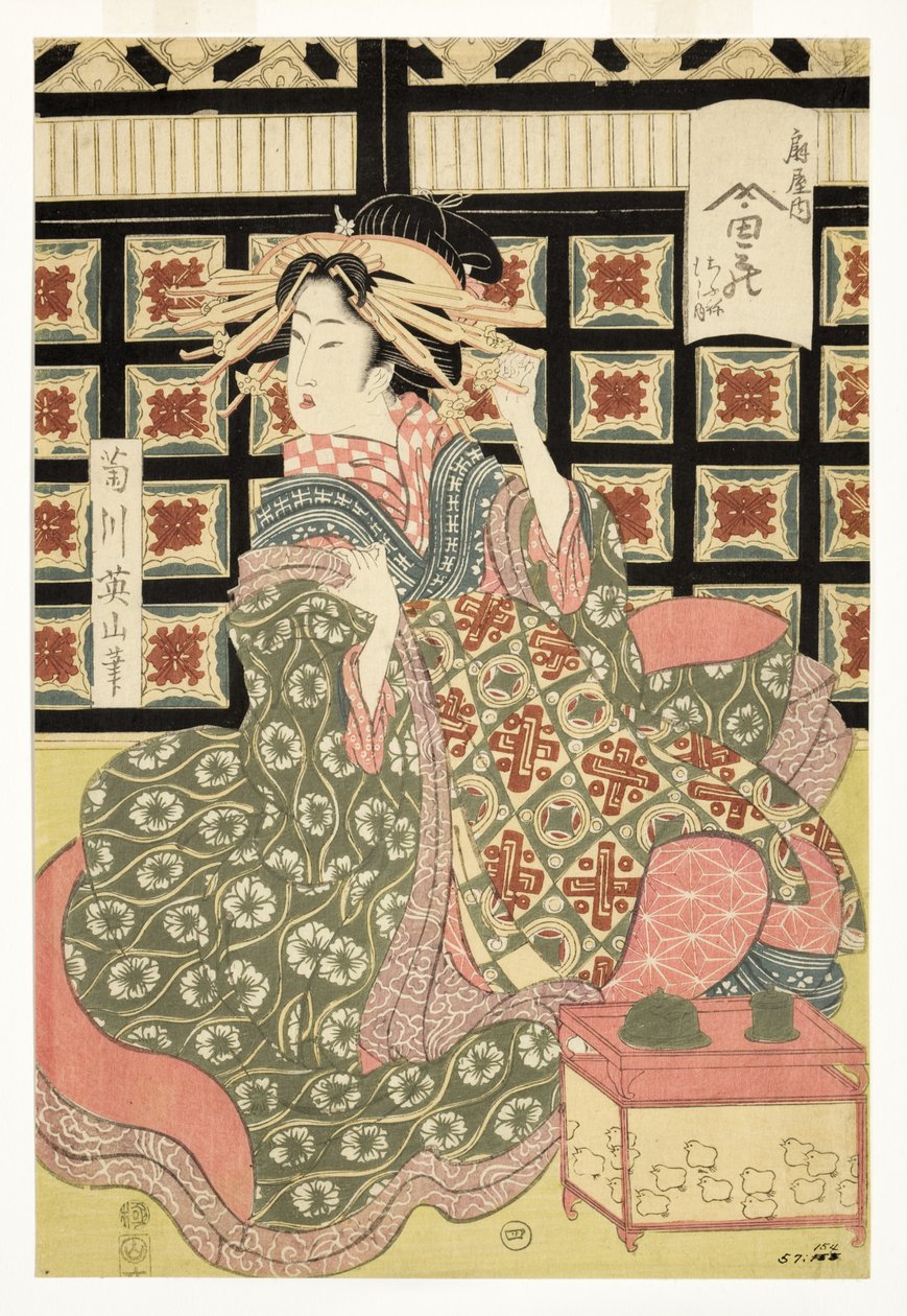 Az Ogiya bordély udvarhölgyei, 1810-1815 körül (fatömb) alkotó: Kikukawa Eizan