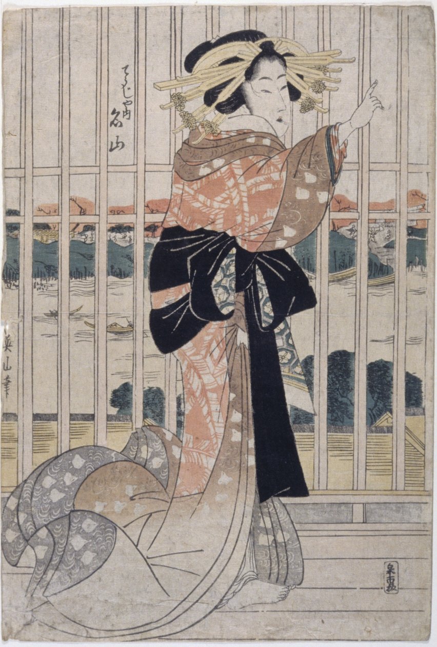 The Courtesan Meizan of the Ch?jiya (színes fatömbnyomat) alkotó: Kikukawa Eizan