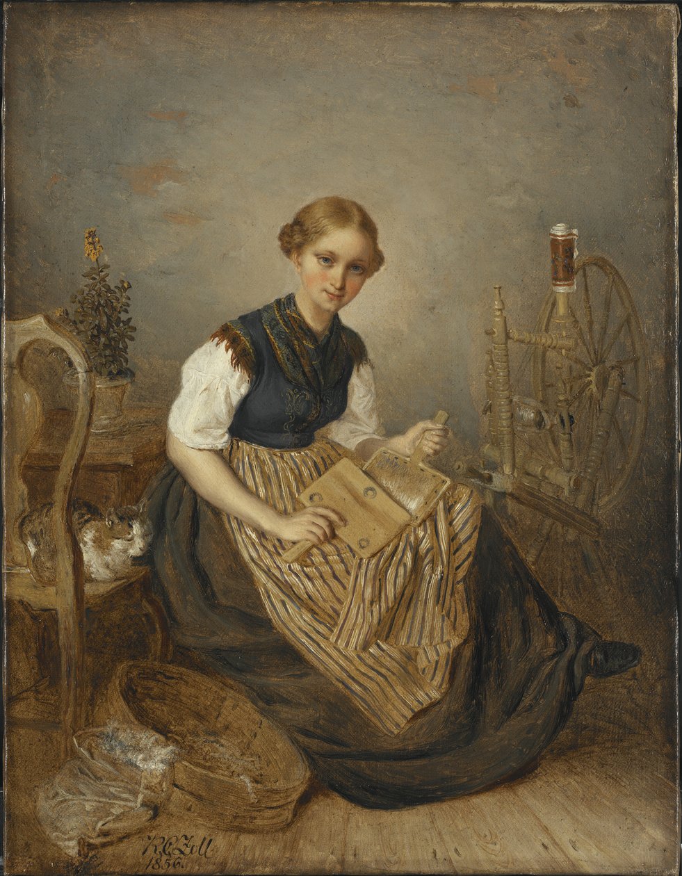 Egy lány kártyázás, 1856 alkotó: Kilian Christoffer Zoll