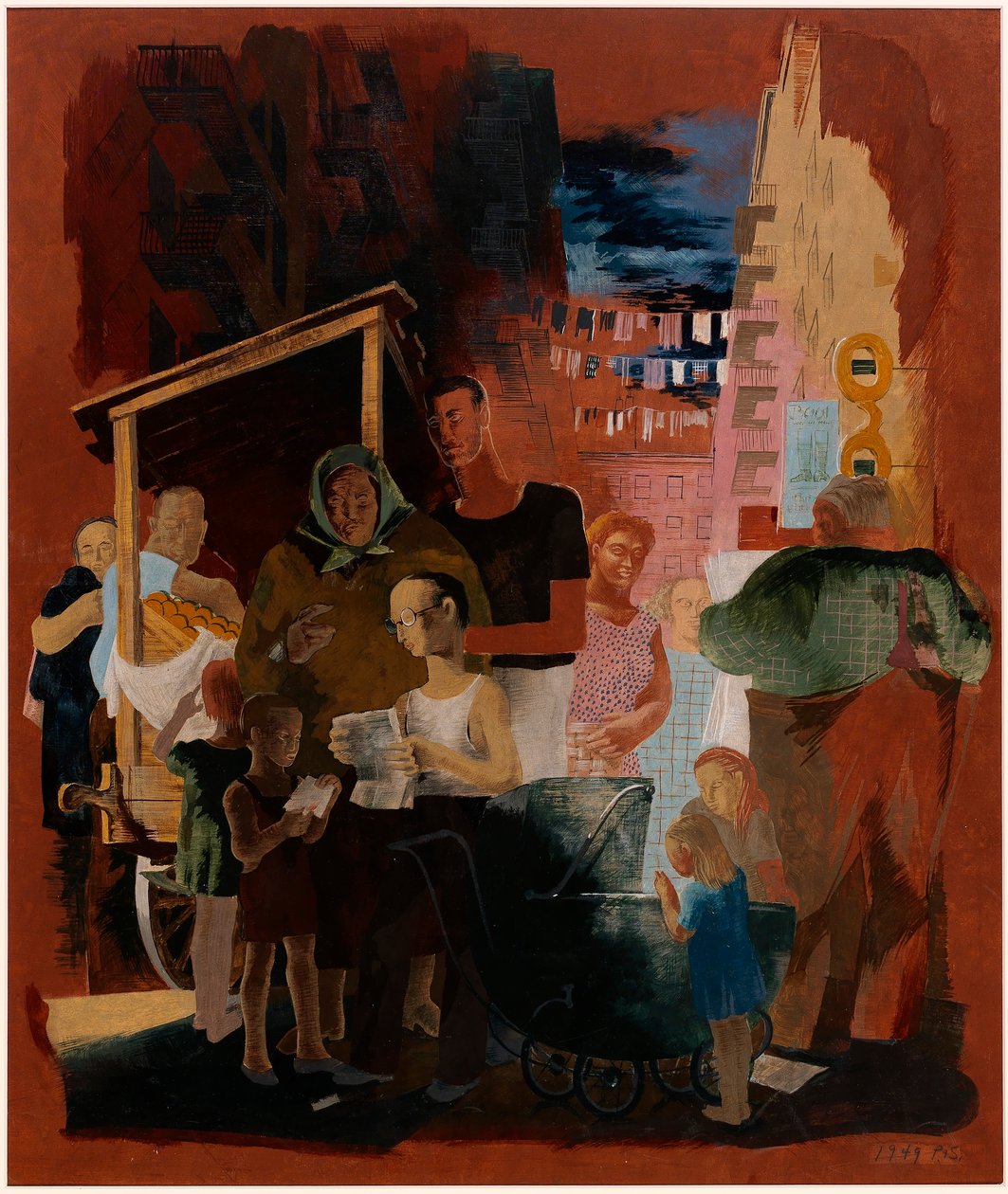 Scenes of New York--Lower East Side (freskó tanulmány, Madison Square Postal Station, New York City) alkotó: Kindred McLeary