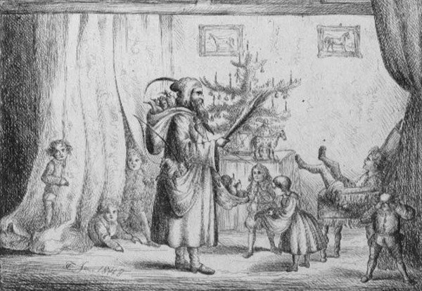 Mikulás ajándékokat hoz a király gyermekeinek alkotó: King of Portugal Fernando II