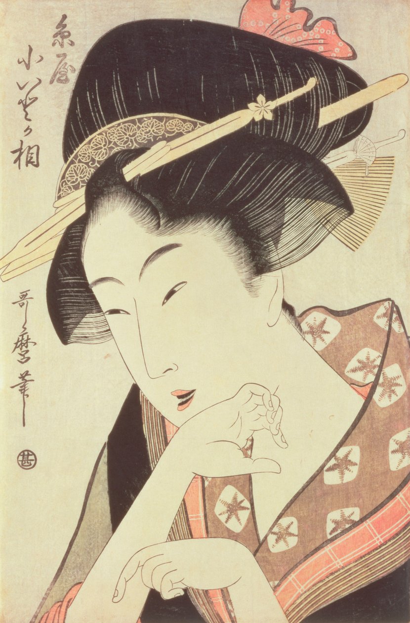 Az itoyai Kioto hősnő mellszobrai portréja alkotó: Kitagawa Utamaro