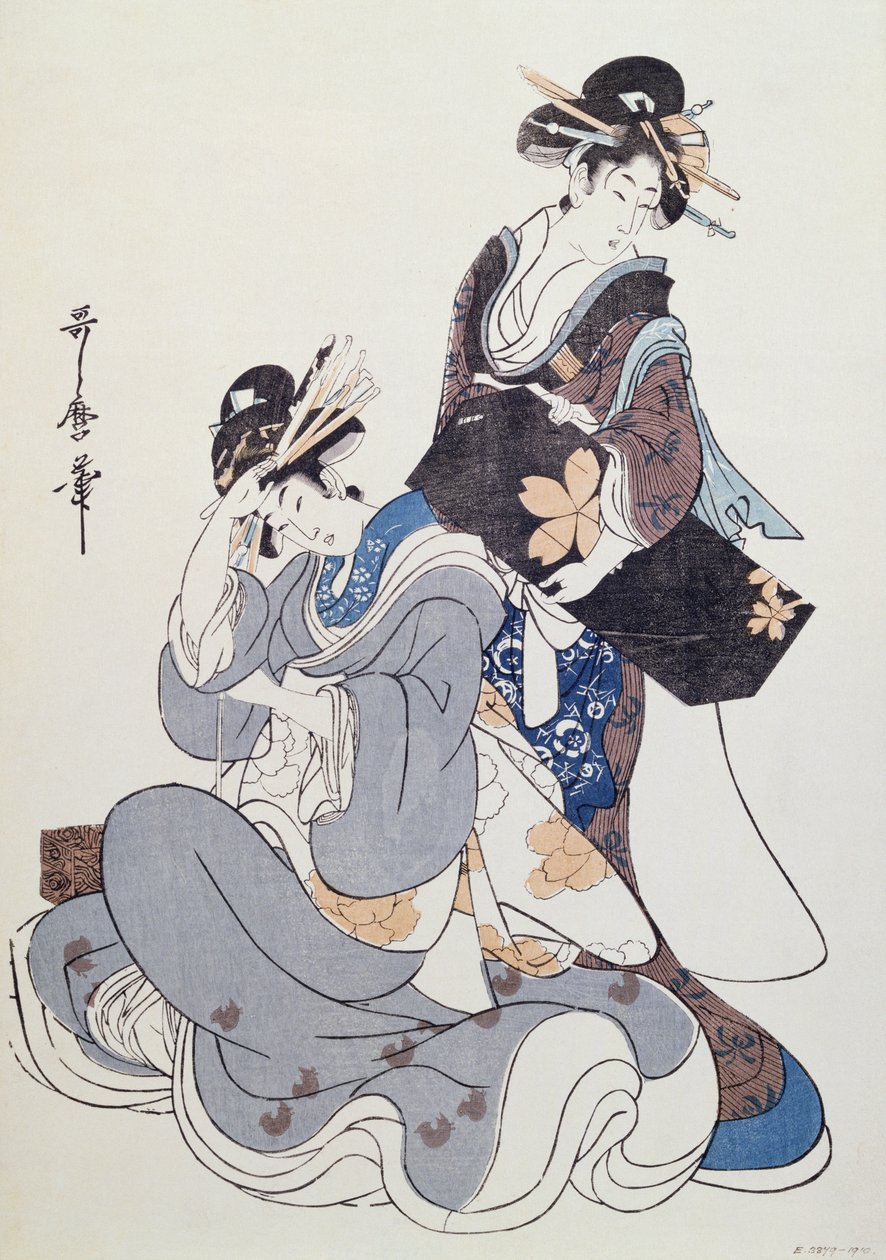 Két női figura (színes fatömbnyomat, 10. blokk) alkotó: Kitagawa Utamaro