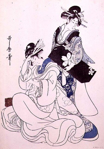 Két női alak (színes fametszet, 7. blokk) alkotó: Kitagawa Utamaro