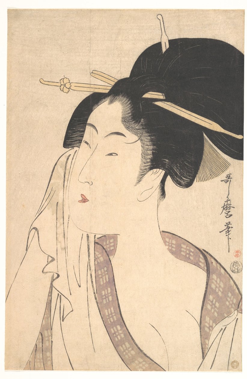 Fürdőzés után pihenő nő, 1790-es évek alkotó: Kitagawa Utamaro