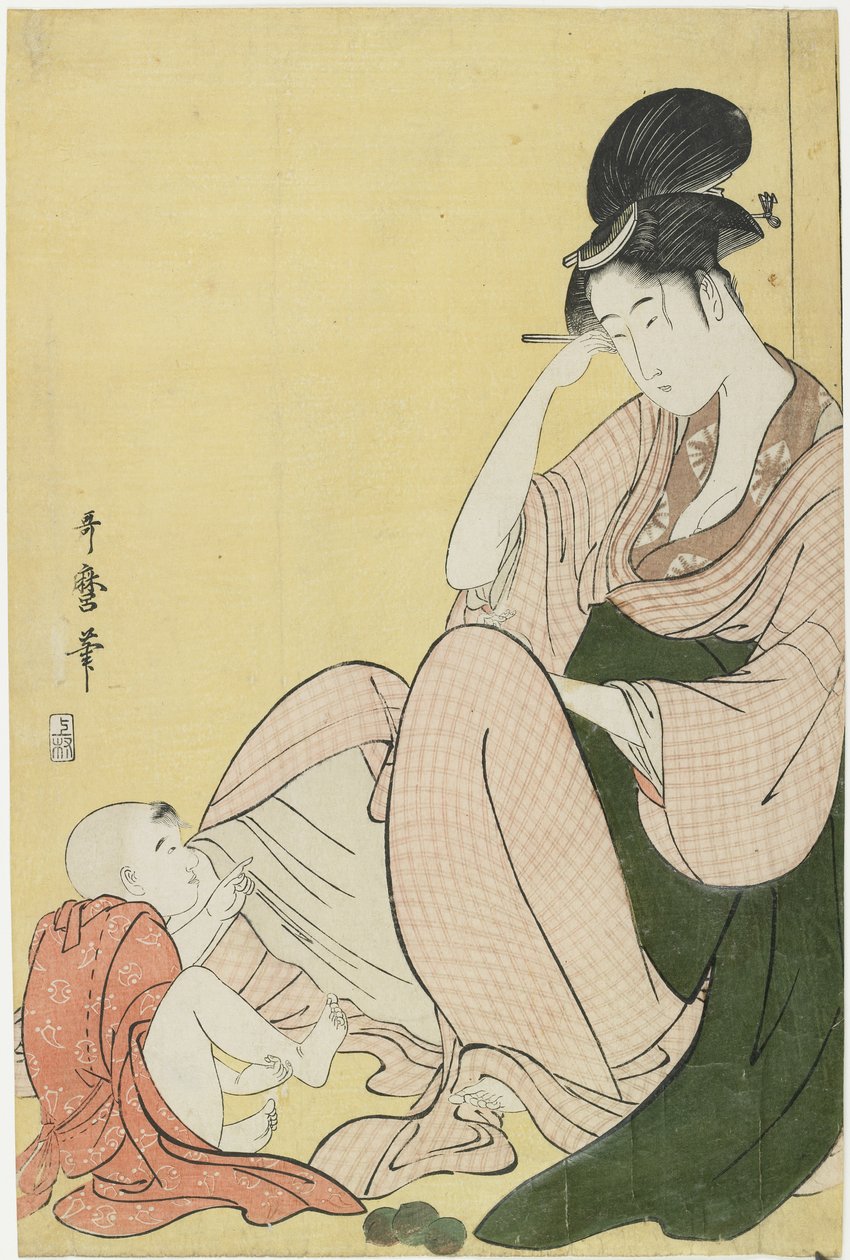 Nő és gyermek mutatva, 1794-1795 alkotó: Kitagawa Utamaro