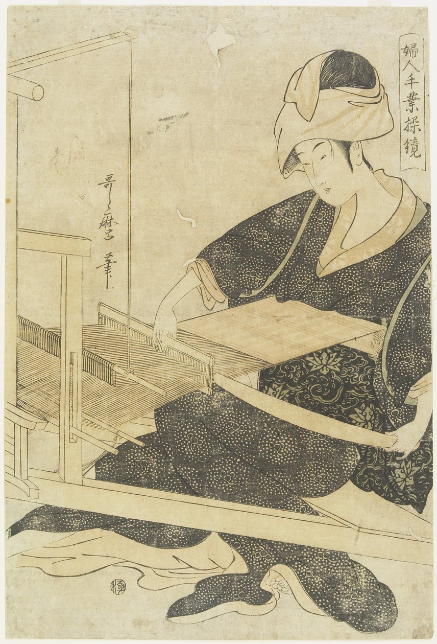 iWeaving on a Loom c. 1797-1798 alkotó: Kitagawa Utamaro