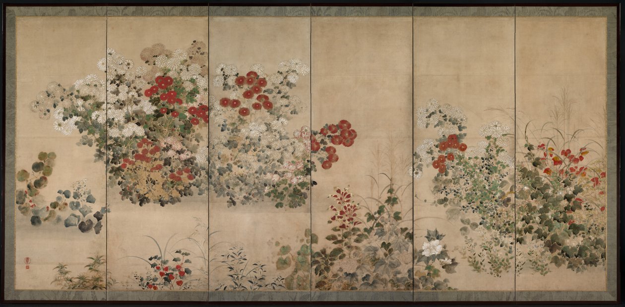 A négy évszak virágai, 1600-as évek közepe. alkotó: Kitagawa Sosetsu