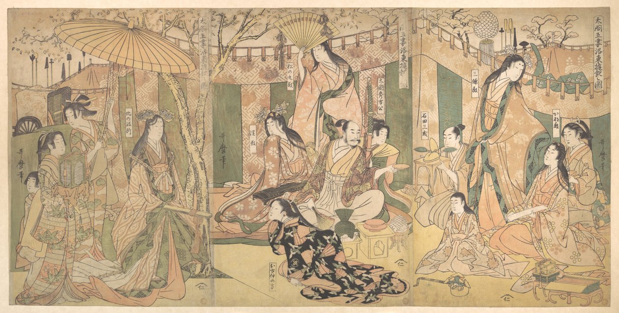 A Taiko és öt felesége örömei Rakutōban alkotó: Kitagawa Utamaro