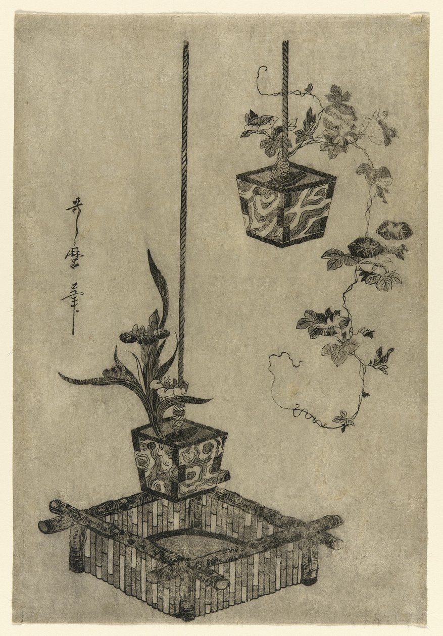 Irises és Morning Glories elrendezései alkotó: Kitagawa Utamaro