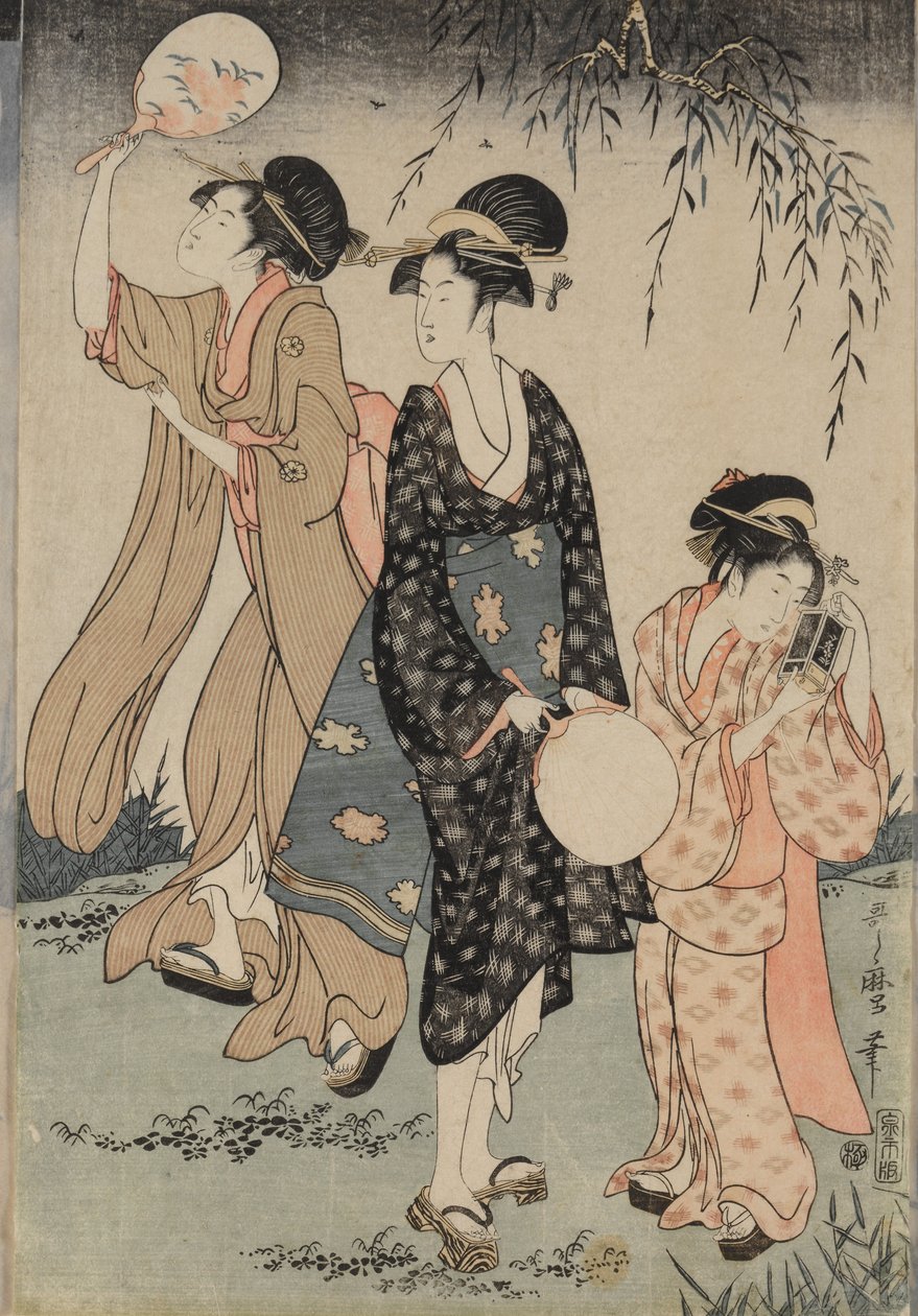 Szentjánosbogarak fogása a fűzfa alatt központ, c. 1796-1797. alkotó: Kitagawa Utamaro