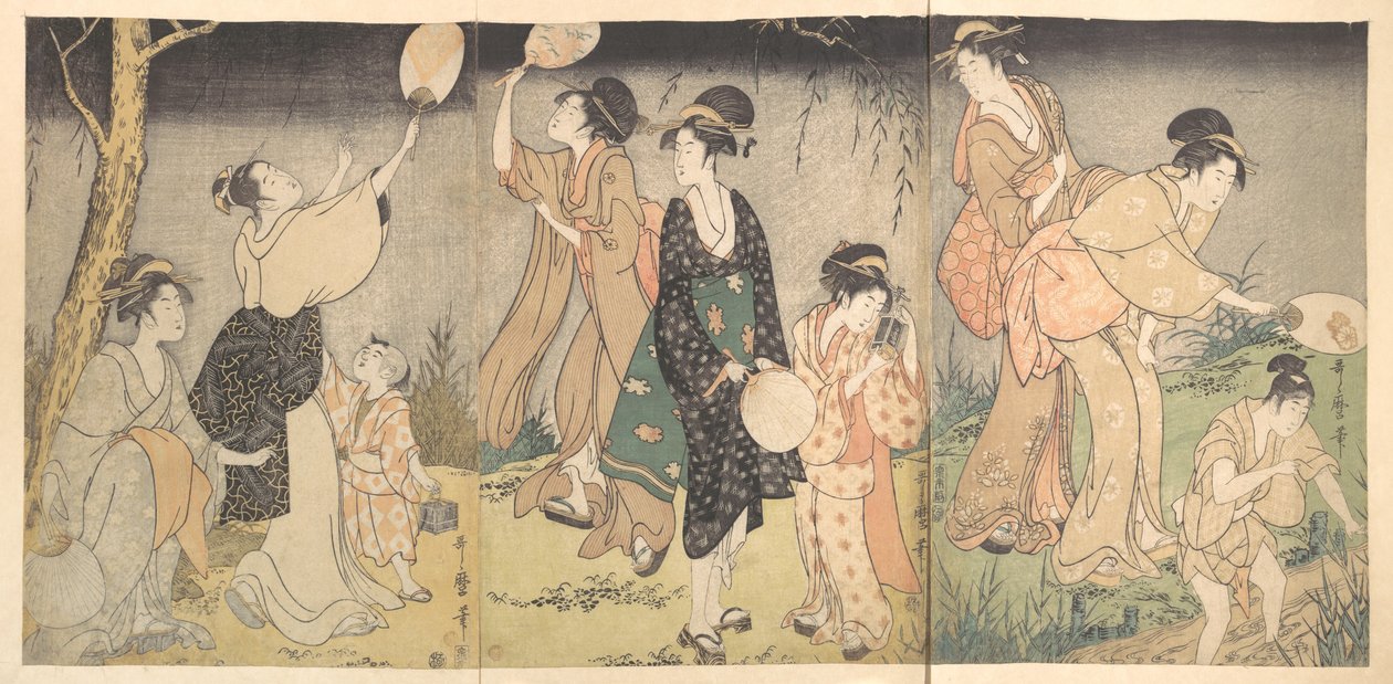 Szentjánosbogarak fogása (Hotaru gari) alkotó: Kitagawa Utamaro