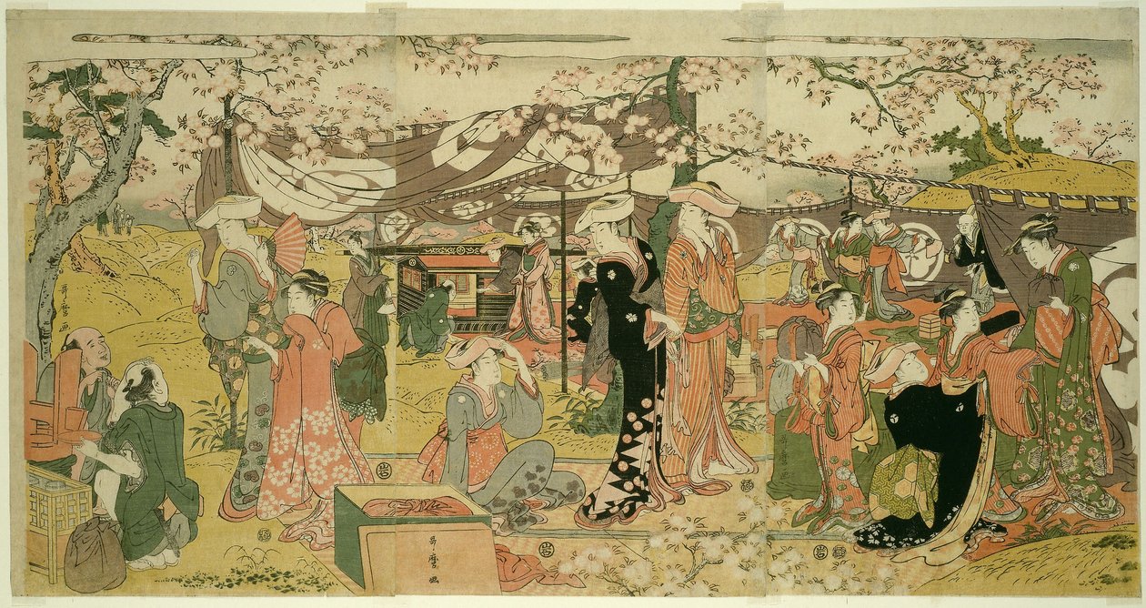 Cseresznyevirág bankett (Oka no utage) alkotó: Kitagawa Utamaro
