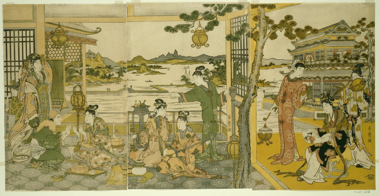Kínai szépségek egy banketten alkotó: Kitagawa Utamaro