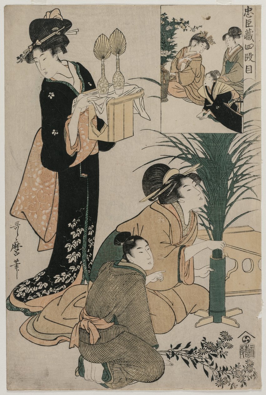 Chushingura: A hűség tárháza IV. felvonása, 1790-es évek vége. alkotó: Kitagawa Utamaro