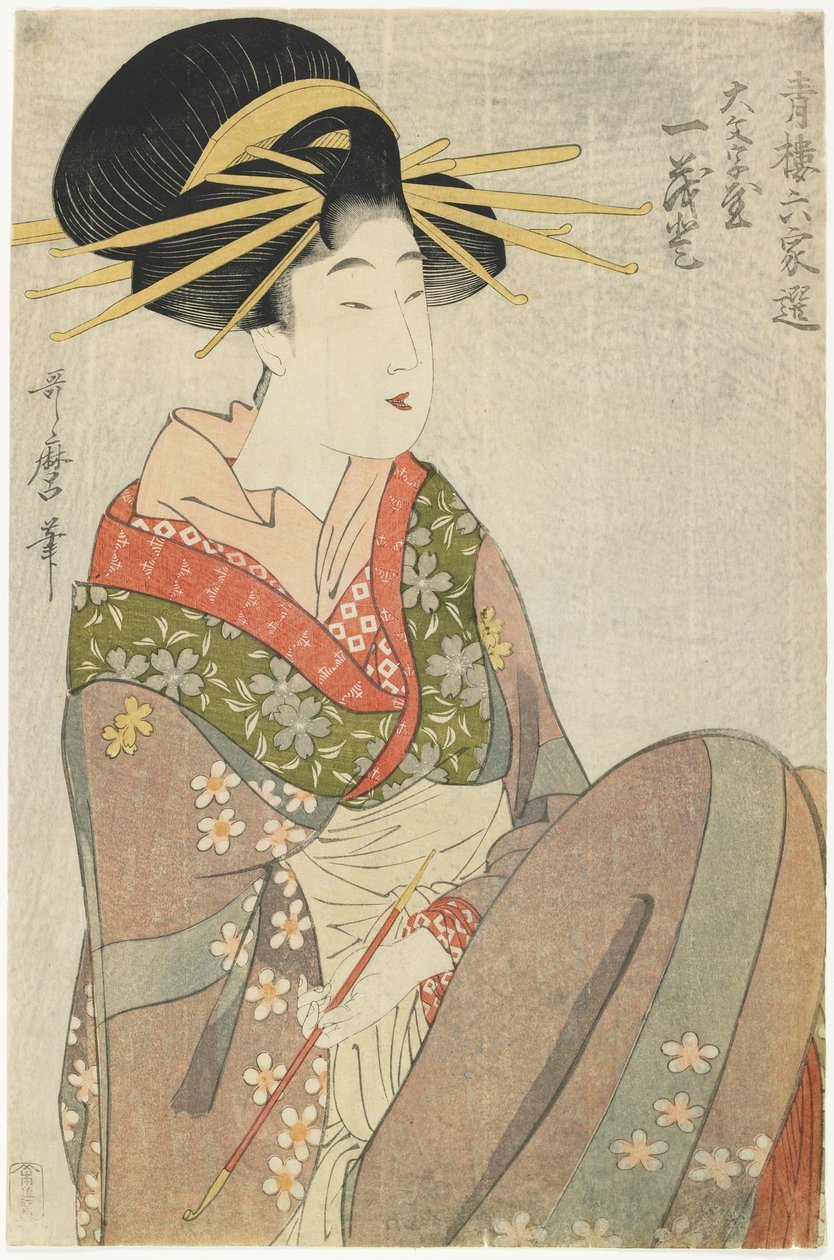 Courtesan Hitomoto of the Daimonjiya House, 1801-1802 alkotó: Kitagawa Utamaro