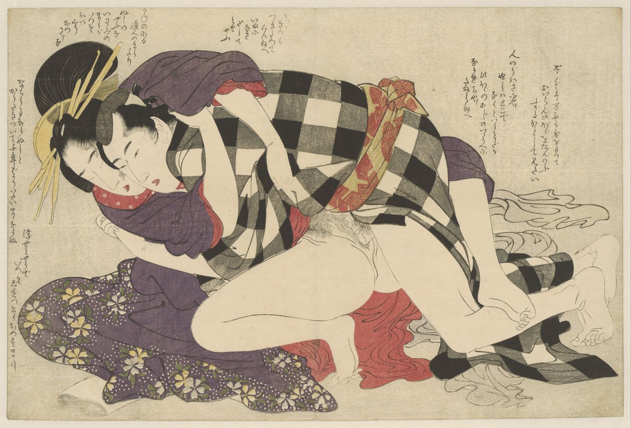 Udvarmester egy ügyféllel Hoogeplaatste courtisane met klant Negai no itoguchi (sorozat címe) alkotó: Kitagawa Utamaro