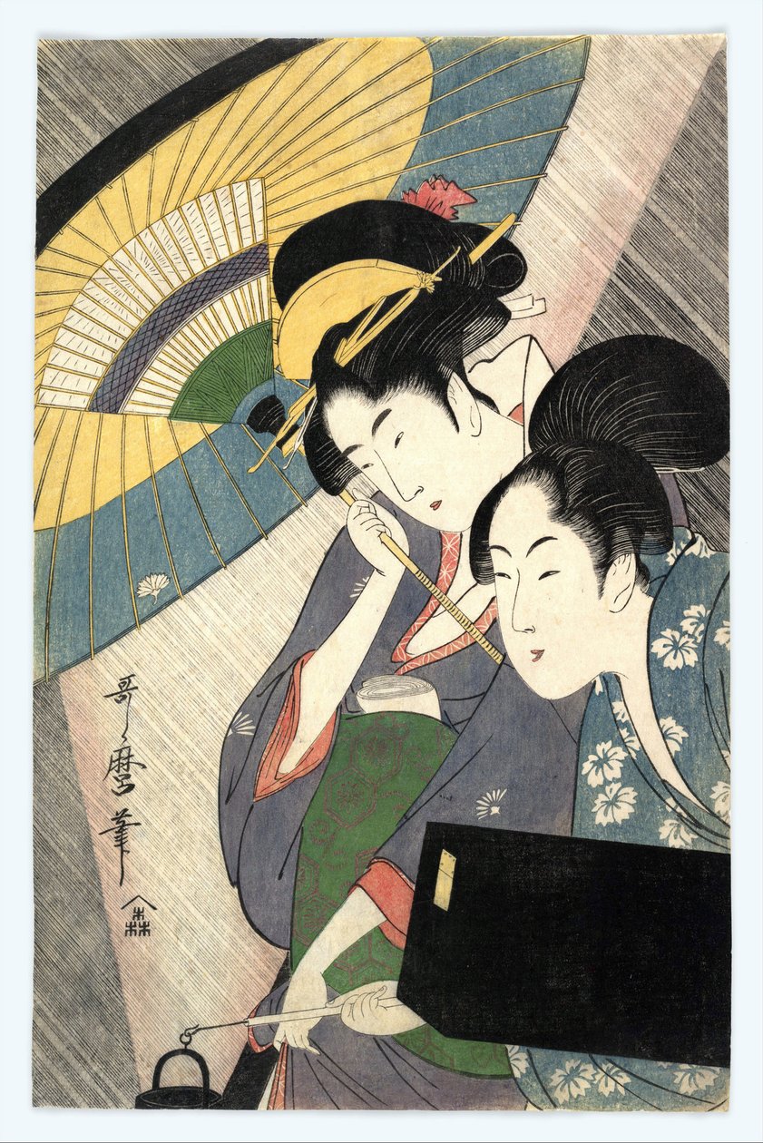 Két nő esernyő alatt – Két nő esernyő alatt, Utamaro, Kitagawa (1753-1806) alkotó: Kitagawa Utamaro