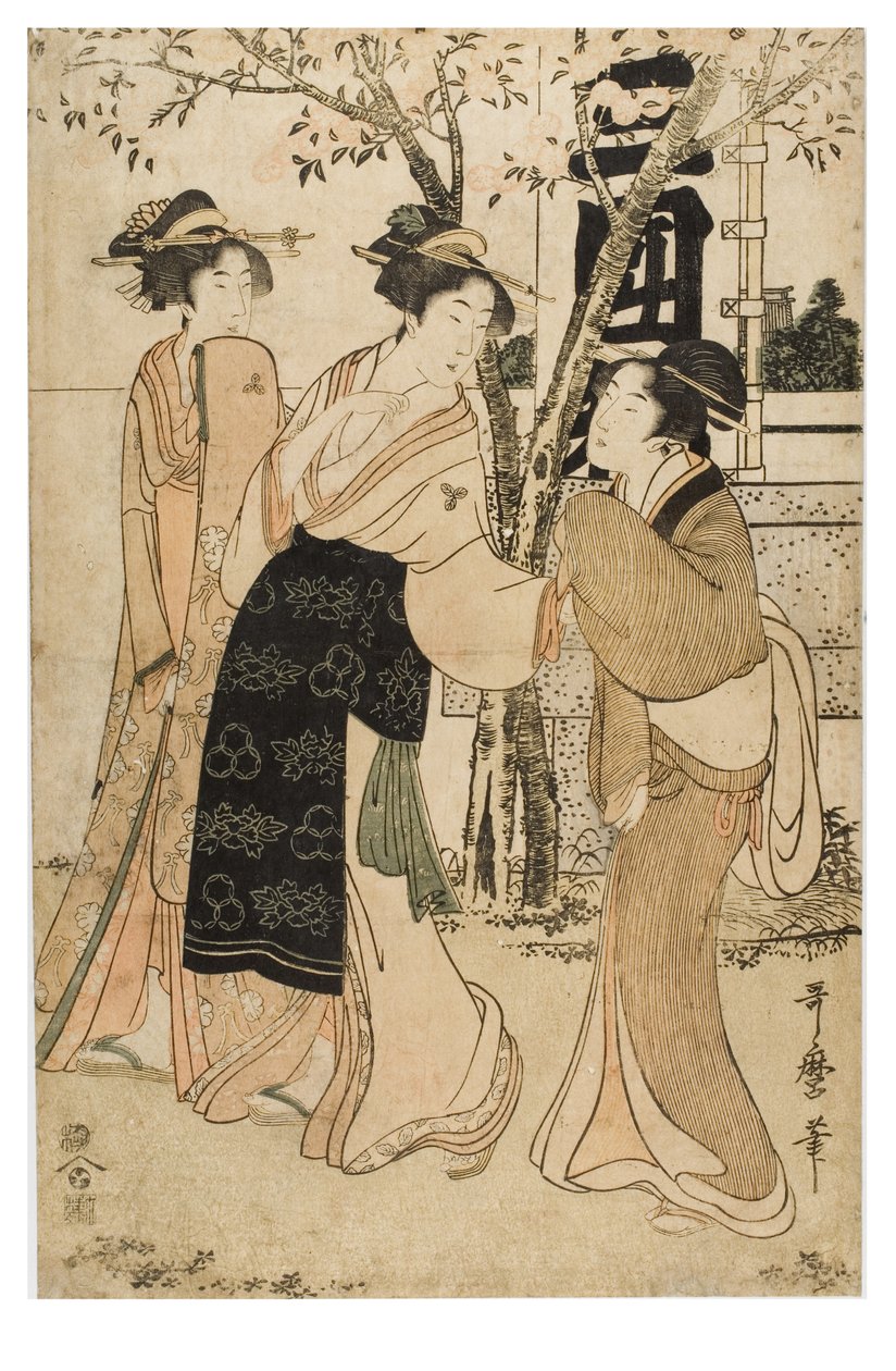 Kincsek bemutatása a Mimeguri szentélyben alkotó: Kitagawa Utamaro