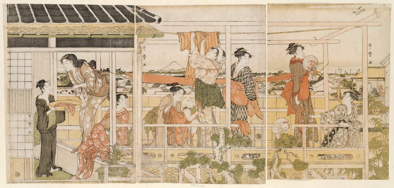 Ruhaszárítás (Monohoshi) alkotó: Kitagawa Utamaro