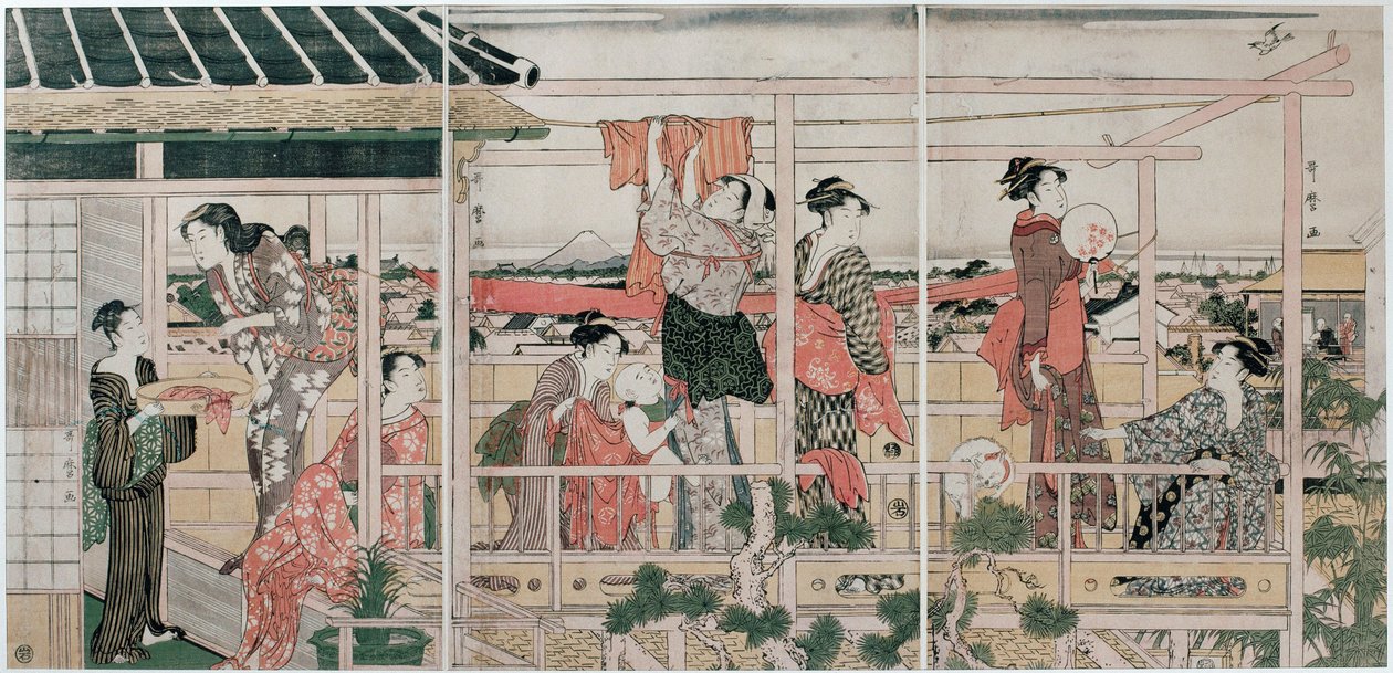 Ruhaszárítás, c. 1790 alkotó: Kitagawa Utamaro