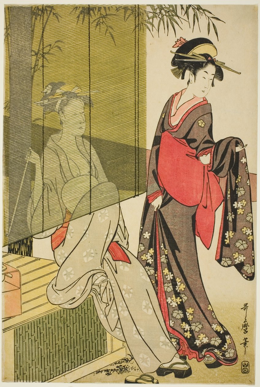 Szárító és nyújtó kendő alkotó: Kitagawa Utamaro