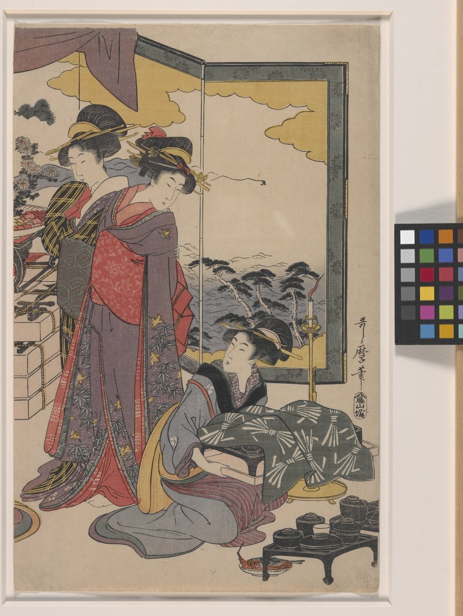 Ebisu Fesztivál (színes fatömbnyomat) alkotó: Kitagawa Utamaro