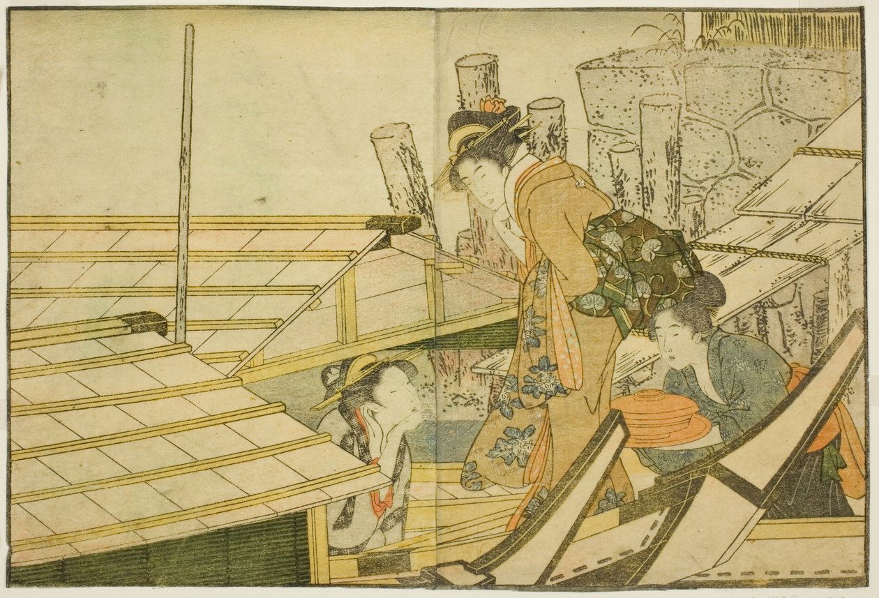 Nyári sétahajózás a "Képeskönyv: A négy évszak virágai (Ehon shiki no hana)" című illusztrált könyvből. 1 alkotó: Kitagawa Utamaro