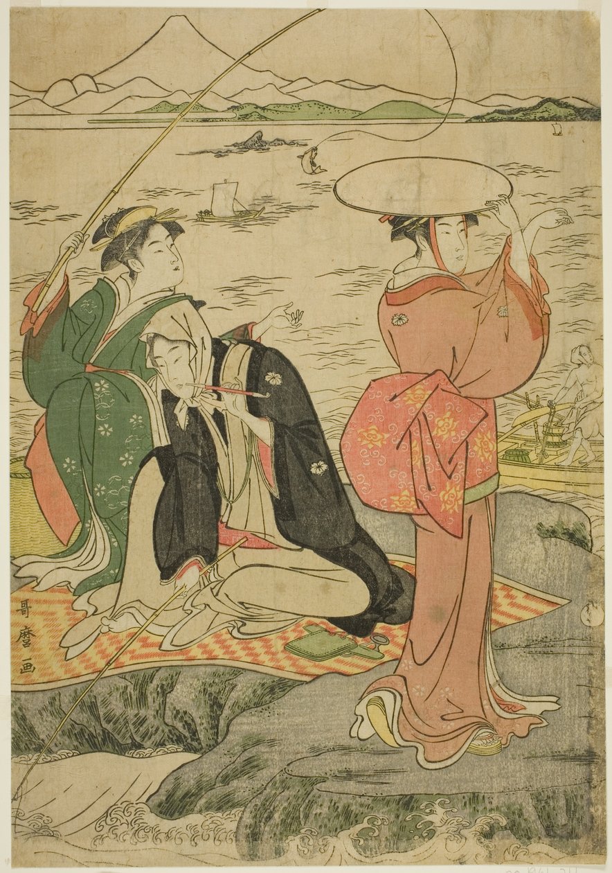 Horgászat Iwayában, Enoshimában alkotó: Kitagawa Utamaro