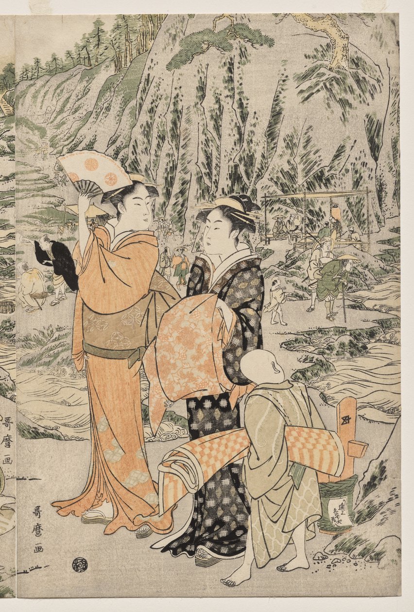 Horgászat a vágódeszkán Enosimában alkotó: Kitagawa Utamaro