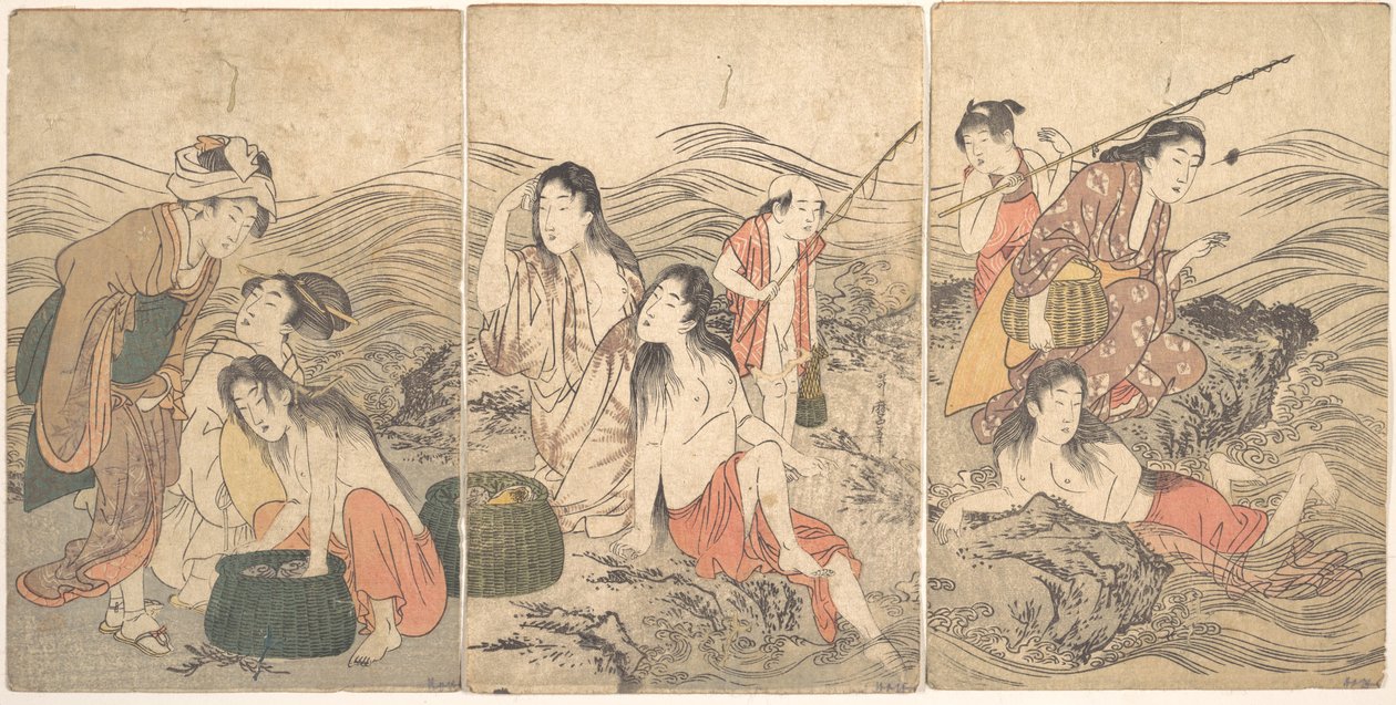 Halászlányok és fürdőzők alkotó: Kitagawa Utamaro
