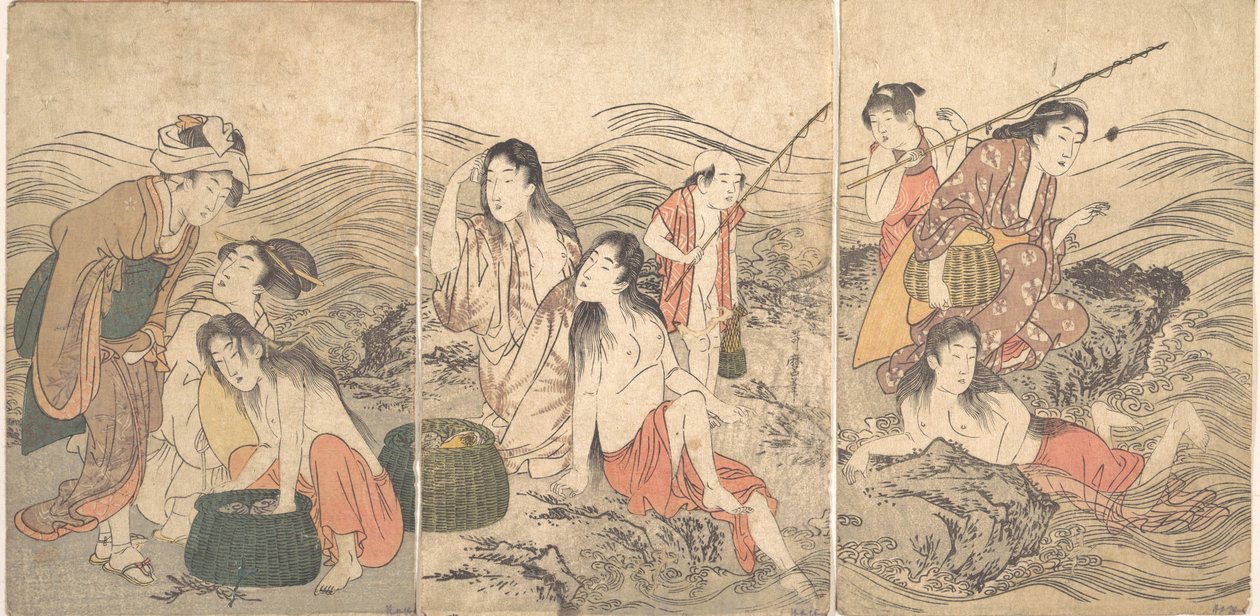 Halászlányok és fürdőzők, 1791. alkotó: Kitagawa Utamaro