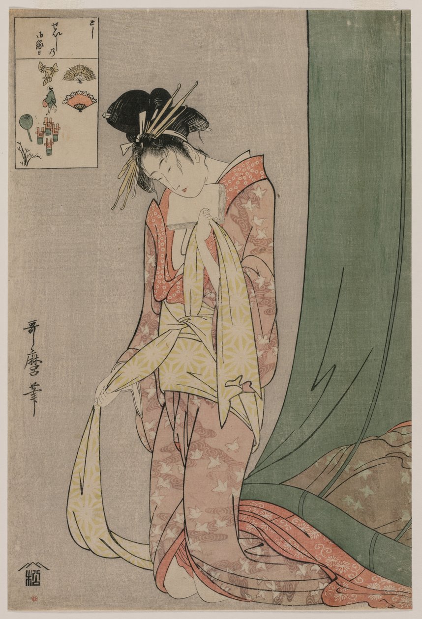 Hanaogi of Ogiya a Képrejtvények sorozatból, c. 1797. alkotó: Kitagawa Utamaro