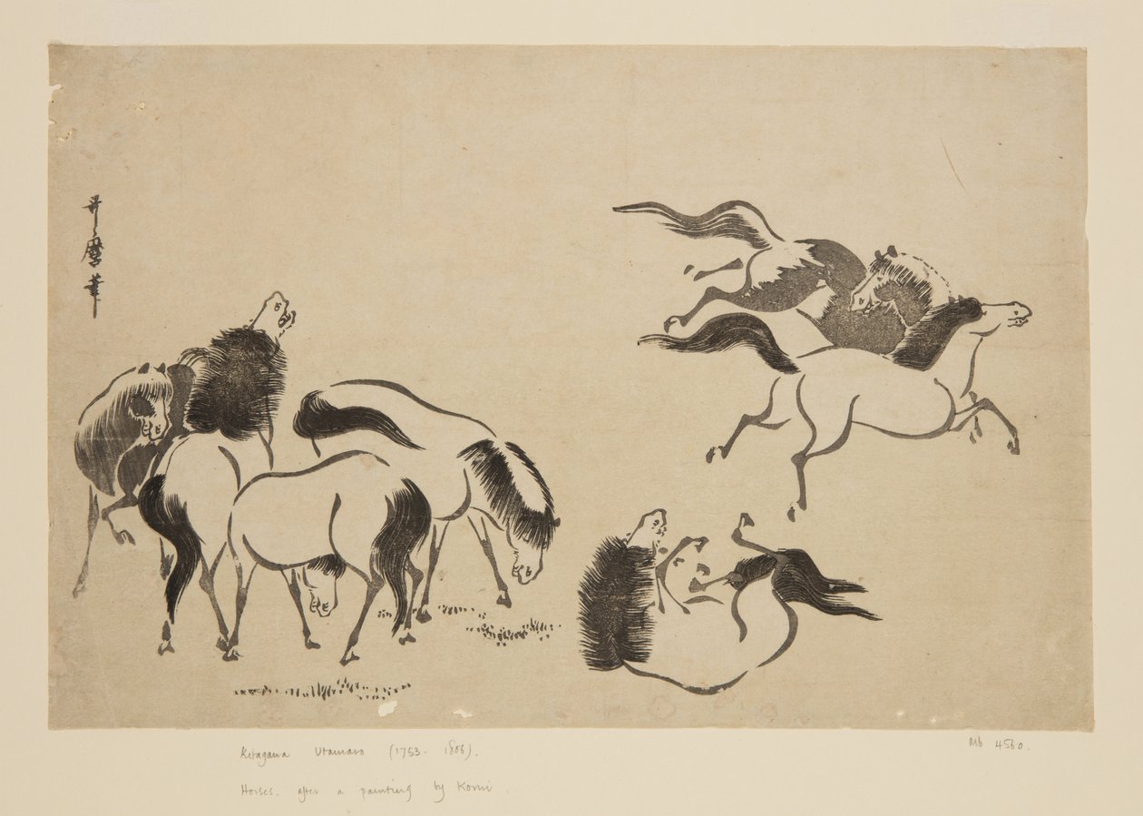 Lovak (színes fatömbnyomat) alkotó: Kitagawa Utamaro