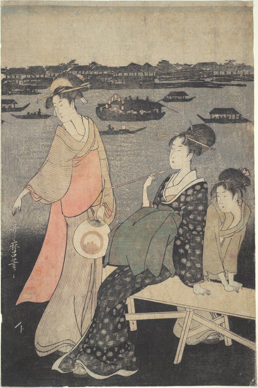 Kawabiraki Night Fesztivál: Kilátás a Sumida folyóra alkotó: Kitagawa Utamaro