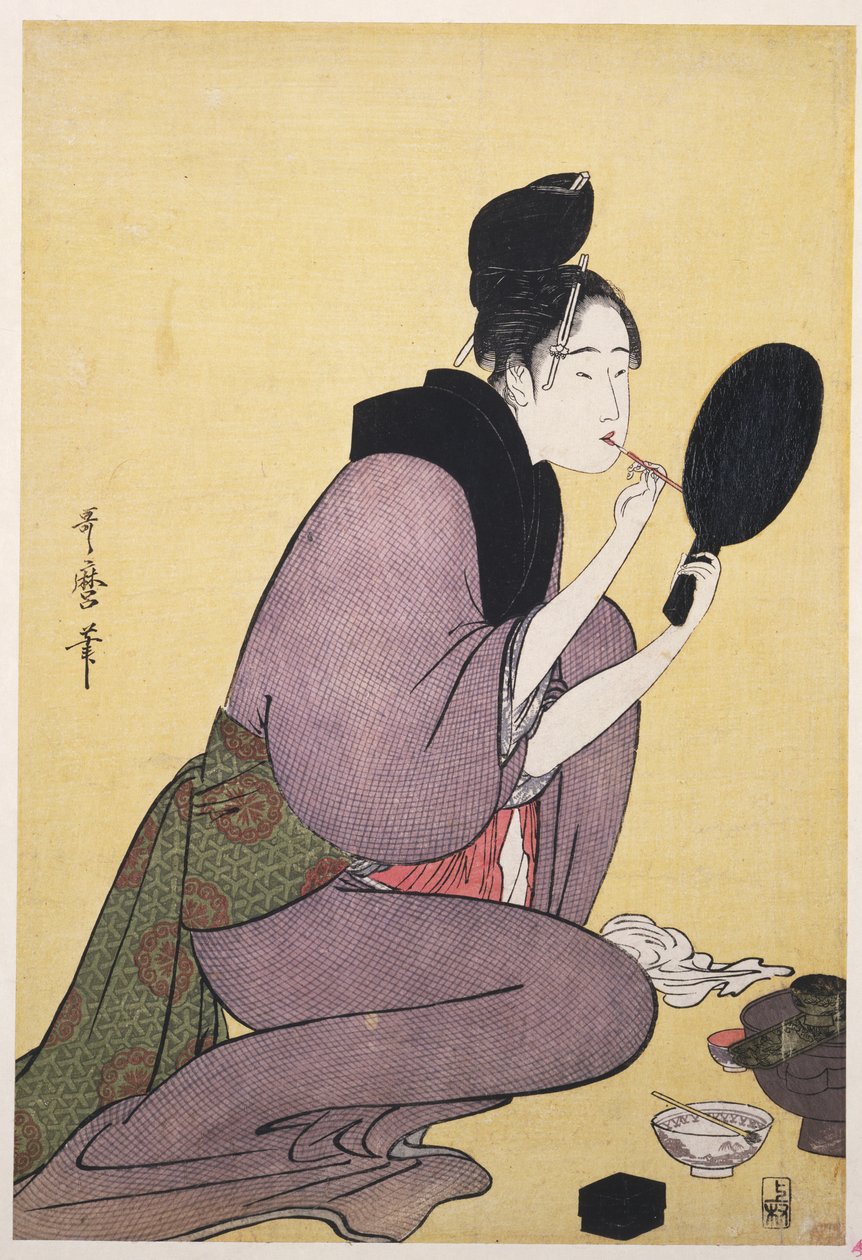 Kuchi-beni, Az ajkak festése alkotó: Kitagawa Utamaro