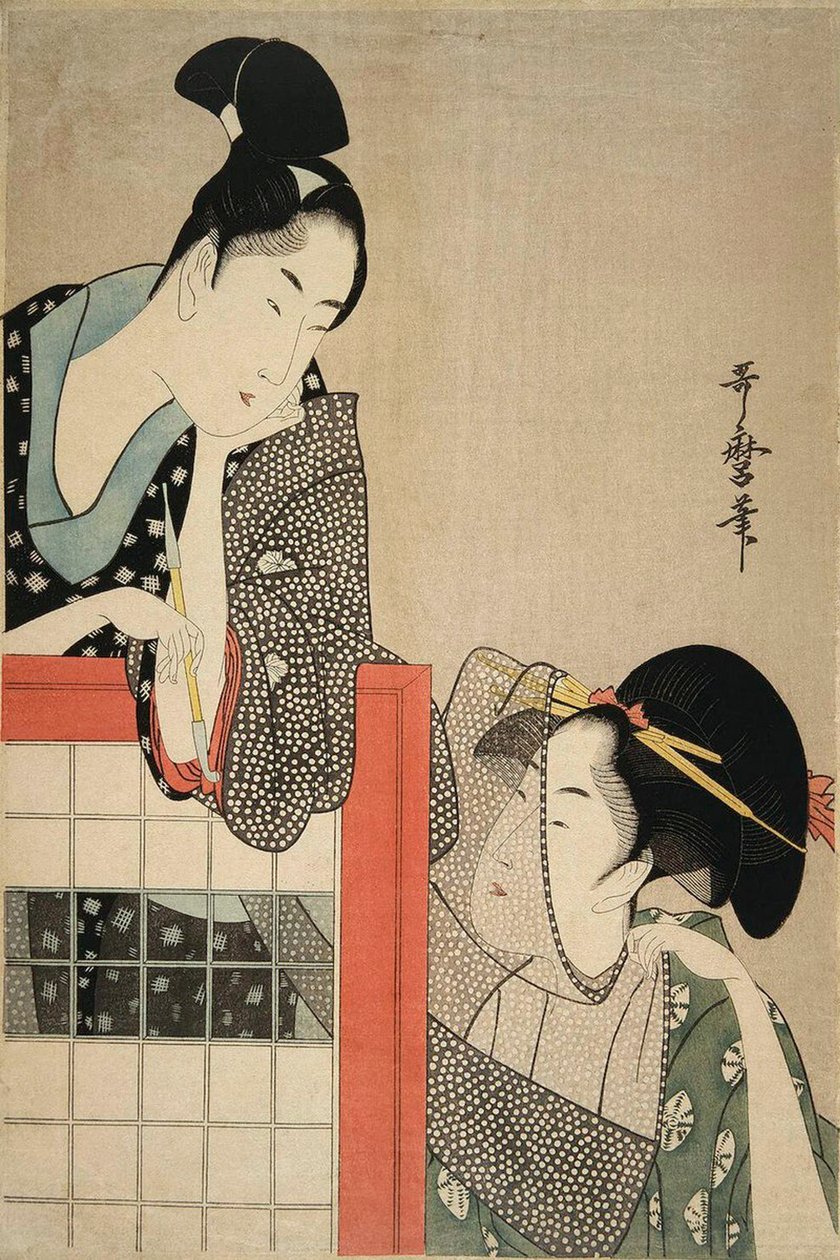 Hölgy és úriember a képernyőn, 1797. alkotó: Kitagawa Utamaro