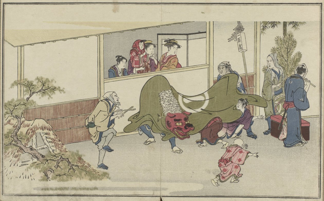 Leeuwendans Waka Ebisu (sorozat címe) alkotó: Kitagawa Utamaro