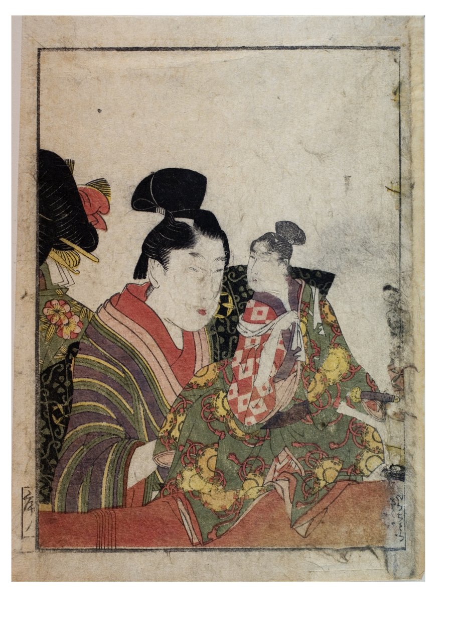 Marionett jelenetek férfi és női manipulátorokkal, c. 1758-1806 (fatömbnyomat papíron) alkotó: Kitagawa Utamaro